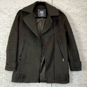 VINCE CAMUTO Womens Wool Blend Coat XS Boxy Deep Olive Green